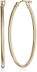 10k Gold Polished Hoop Earrings (1.1" Diameter)