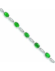 7.2 Carat 14K White Gold Diamond and Emerald Bracelet