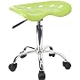 Vibrant Apple Green Tractor Seat And Chrome Stool [LF-214A-APPLEGREEN-GG]