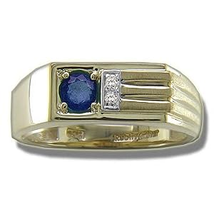 .02 CT 5MM ROUND SAPPHIRE MENS RING