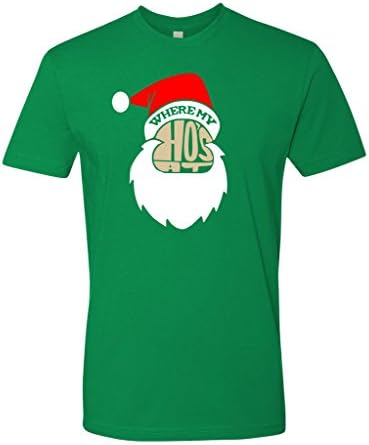 Panoware Men's Where My Ho's At Christmas T-Shirt, Kelly, Small