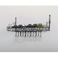 Concept Housewares WR-40701 Metal Wine Bottle and Glass Wall Rack, Matte Black