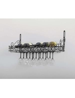 Wall-Mounted Wine Rack, 9-Bottle Capacity, Black Wall-Mounted Wine Rack, 9-Bottle Capacity, Black