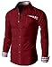 H2H Mens Button-down Shirts with Plaid Patterned Pocket Trim