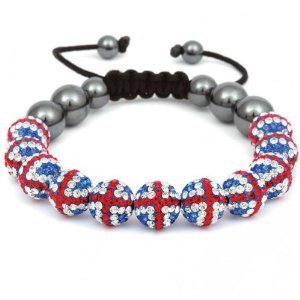 British Union Jack 11 Ball Crystal Shamballa Bracelet