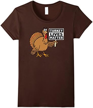 Women's Thanksgiving T Shirt Turkey Lives Matter Shirt Eat Vegan Large Brown