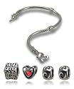 Balalabeads 7 inch bracelet starter pack - Beautiful silver plated carrier bracelet and four metal spacer beads.