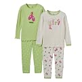 Infant Girls' Just One Year Ballerina Shoes Cotton PJ Set - Green/Pink
