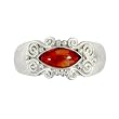 Sterling Silver Scroll Design Garnet Ring by Sajen
