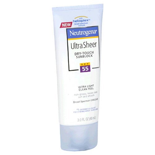 Neutrogena Ultra Sheer Dry-Touch Sunblock with Helioplex, SPF 55, 3-Ounce Tubes (Pack of 2)