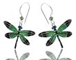 Gossamerwing Dragonfly Dangle Earrings in Bamboo Gift Box - Sterling Silver & Swarovski Crystal Cloisonne Enamel