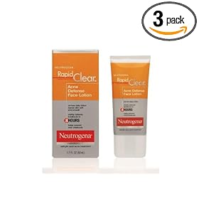 Neutrogena Rapid Clear Acne Defense Face Lotion, 1.7-Ounce Tubes (Pack of 3)