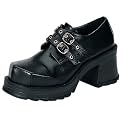 TRUMP-101 2 3/4" 2 Buckle Strap Blk Pu Chunky Heel Shoe