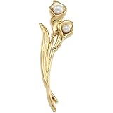 14K Yellow Gold Akoya Cultured Pearl Callas Lily Brooch