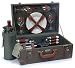 Outdoor Living : Rendezvous Picnic Basket with Deluxe Service for 4. In Cotton Liner. With Individual Cooler Separate Saucer for Glasses and Cups. By Picnic & Beyond
