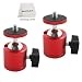 EXMAX 2 PCS Tripod Mini Ball Head with 1/4â€ Screw Thread Base - 2 Pack Red