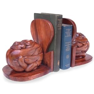 Wood bookends, 'Shared Soul' (pair)