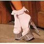 ANKLET Socks Ruffled Bow 3 COLORS Red Pink or White