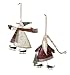 Set of 2 Folk Art Inspired Ice Skating Santa and Snowman Christmas Ornaments