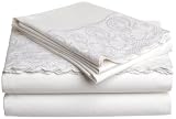 Pike Street 100% Cotton 400-Thread Count Heirloom Lace Embroided Sheet Set, White, King
