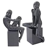 Nude Female Maidens Statue Sculpture Figurine - Set of 2