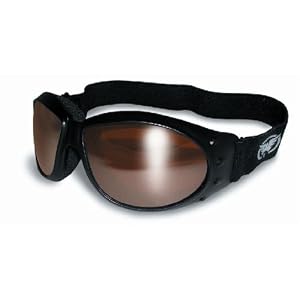 Red-Baron-Motorcycle-Aviator-Goggles-Black-Padded-Frame-w-Driving-Mirrored-Lens