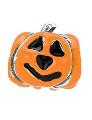 925 Sterling Silver Orange Enamel Pumpkin Bead, For Chamilia, Pandora, Biagi, Personality, Reflections And More Charm Bracelets