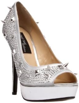 The Highest Heel Women's Foxy-101 Pump,Silver Satin,11 M US