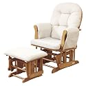 Kub Haywood Natural Finish Glider Chair and Footstool (Light Beige Upholstery)