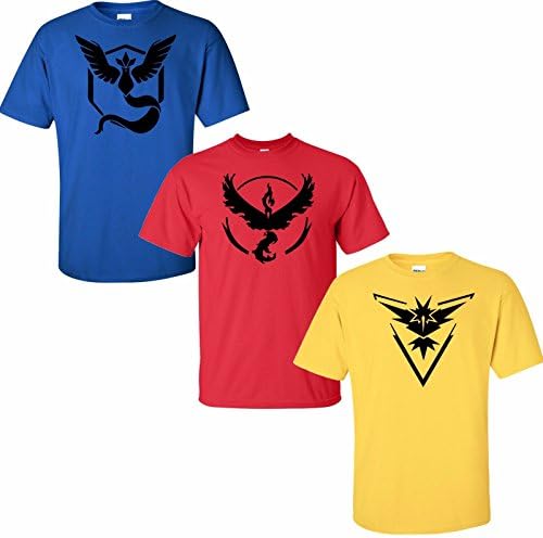 HJJQ Pokemon Go Team Valor Team Mystic Team Instinct T-Shirt Tee (L, Red)