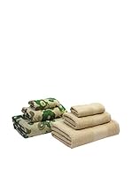 NATURAL Set Toalla 6 Uds. 400 G Garden (Arena / Verde)