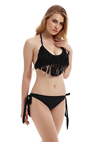 Women's Tassel Padded Fringe Bikini 2pcs Set Swimwear Swimsuit