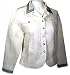 Christine Alexander Denim and Spandex White Colored Fitted Jacket Accented With Swarovski Crystals and Turquoise around Collar, Sleeves and Buttons