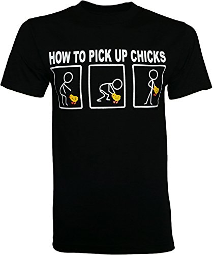 How To Pick Up Chicks Funny T-Shirt – (Black Special Edition) – 2XL