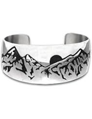Sterling Silver Sun Mountain Western Range and Wilderness Bracelet. Made in USA.