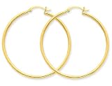 Large Hoop Earrings in 14K Yellow Gold 1 3/4 Inch (2.00 mm)