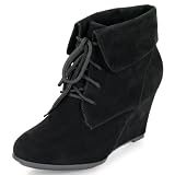 Damen knöchelhohe Wedge Stiefeletten mit umgeschlagenem Kragen MQ1122