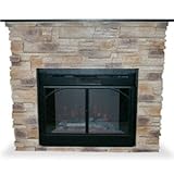 UniFlame EF700SP Electric Indoor Fireplace With Surround Stacked Stone Design