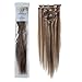 Emosa Clips in Remy Human Hair Extensions for Women Beauty Hot Sale (#4/27-medium brown mixed with dark blonde)(7pcs 15inch)