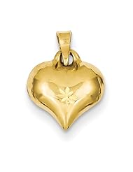 14k Yellow or White Gold Puffed D/C Heart Charm