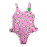 Plaid Fish - Girls One Piece Watermelon Bathing Suit, Pink, Green
