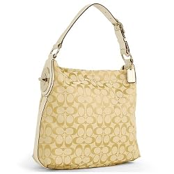 Authentic Coach Signature Penelope Large Shoulder Bag 16538 Light Khaki/White
