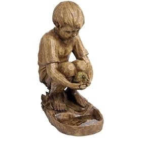Boy with Turtle Garden Statue Birdbath by 