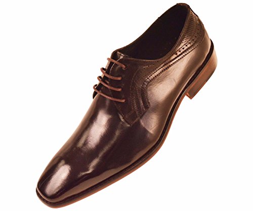 Steven Land Footwear Mens Brown Geunine Leather Oxford Dress Shoe with Plain Toe: Style SL318 Brown-065 11 D (M) US