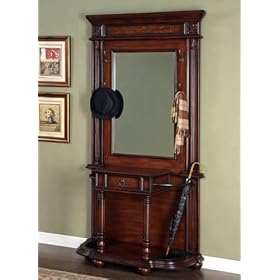 Masterpiece Floral Hall Tree With Umbrella Stand, 82.5Hx39.5W, MAHOGANY by Home Decorators Collection