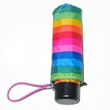 Totes Micro 'Brella Mini Size Portable Umbrella in RAINBOW STRIPES