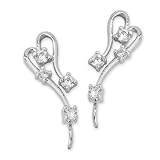 The Ear Pin Cubic Zirconias Stylized Heart Sterling Silver Earrings