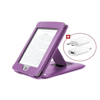 DURAGADGET Housse Etui Violet en Cuir Véritable avec Support Intégré pour le Nouveau Lecteur de Livre Electronique Amazon Kindle TOUCH, WIFI & 3G, écran tactile 6