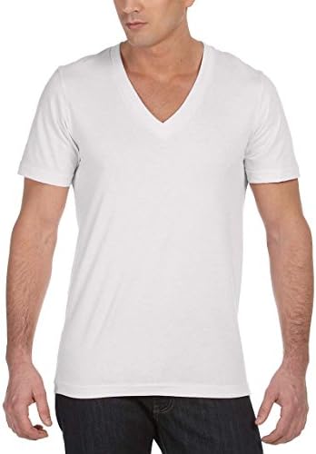 Canvas - Unisex Deep V-Neck T-Shirt (X-Large, White)