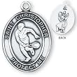 Sterling Silver Saint Christopher Mens-Boys Tennis Medal and 24-inch Chain